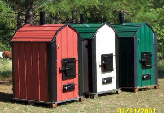 3 colors of outdoor wood furnaces